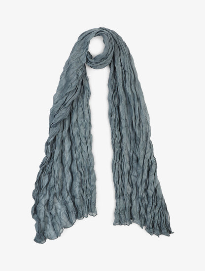 Foulard en coton effet froissé - Gris - 1