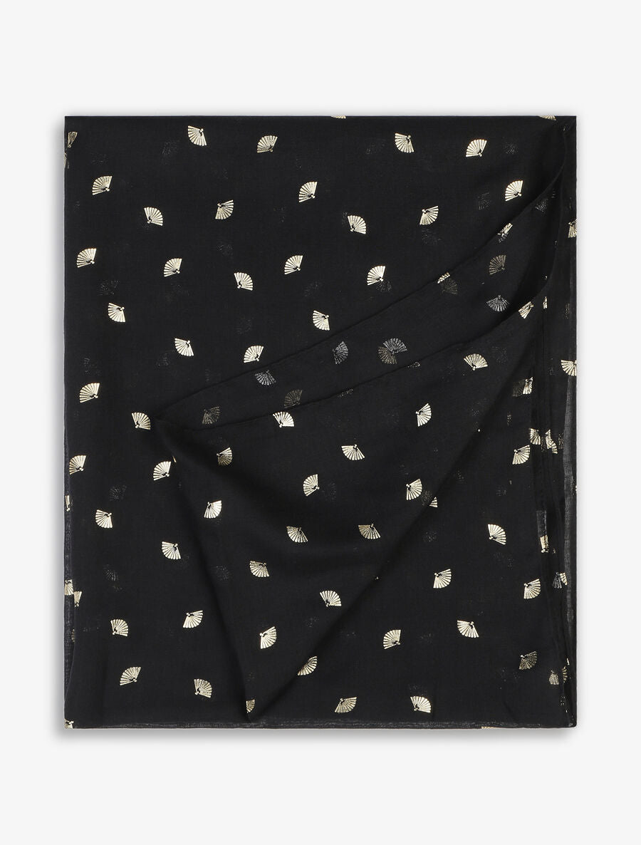 Foulard à motif éventails irisés - Noir - 2