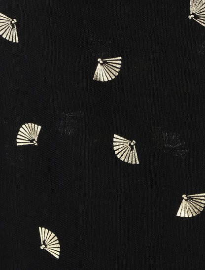 Foulard à motif éventails irisés - Noir - 3