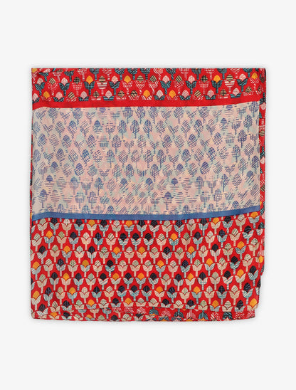 Foulard imprimé tulipes stylisées - Rouge - 2