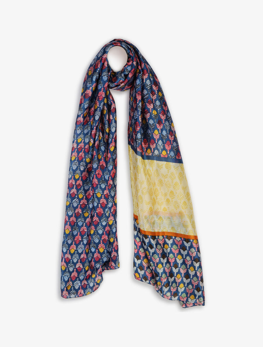Foulard imprimé tulipes stylisées - Bleu - 4