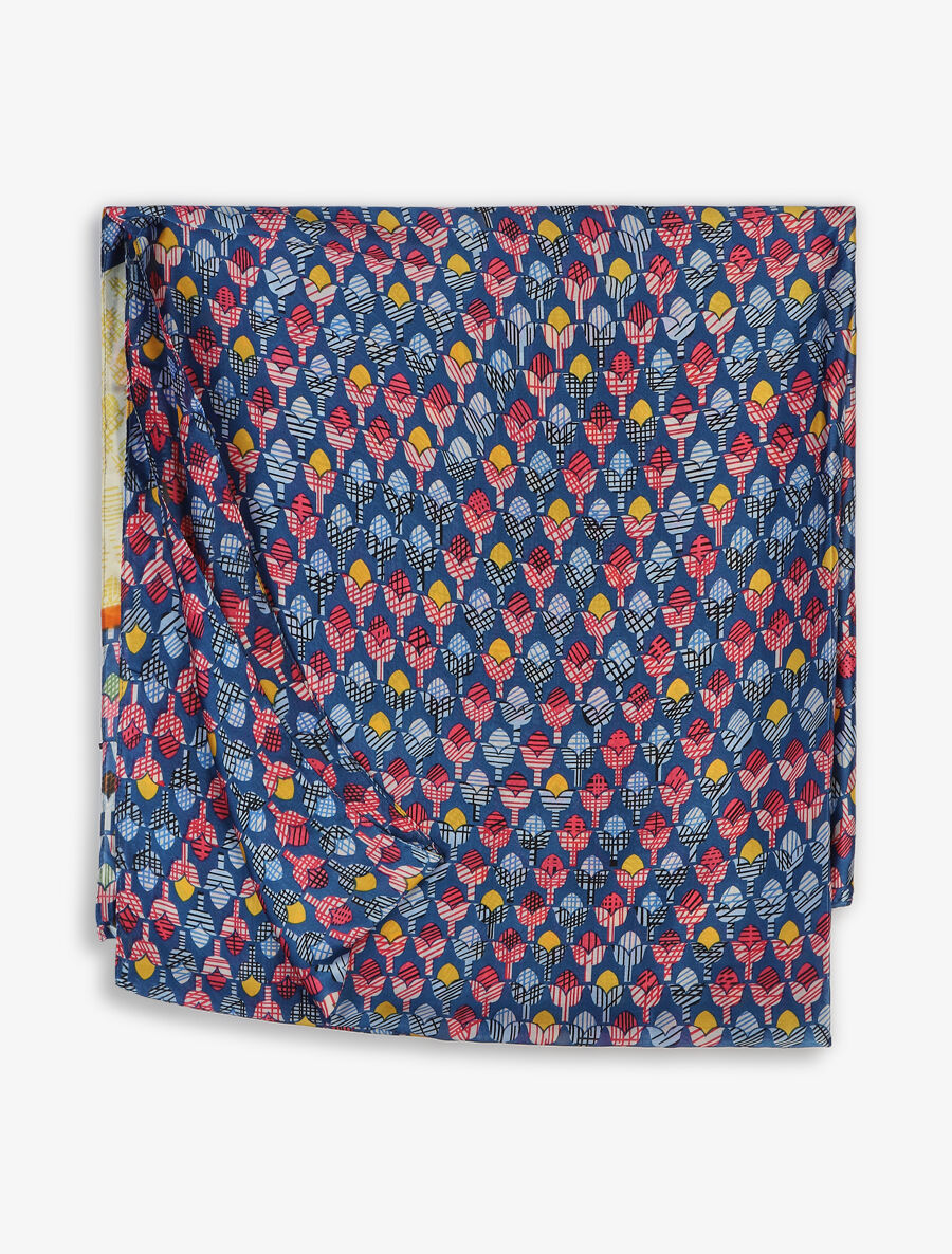 Foulard imprimé tulipes stylisées - Bleu - 2