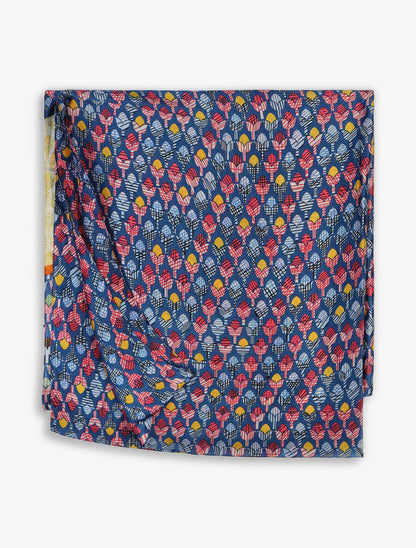 Foulard imprimé tulipes stylisées - Bleu - 2