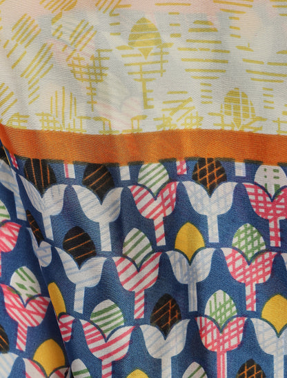 Foulard imprimé tulipes stylisées - Bleu - 3