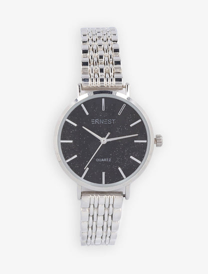 Montre métallique à cadran pailleté - Argent - 2