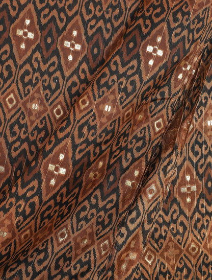 Foulard à imprimé graphique irisé et pampilles - Camel - 3