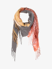 Echarpe carrée à imprimé tie and dye et bords à franges - Rose - 4