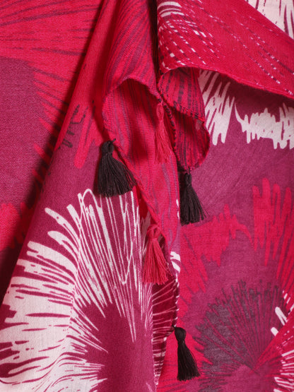 Foulard à pompons imprimé abstrait - Fuchsia - 3