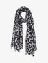 Foulard à imprimé léopard et pampilles - Gris - 1