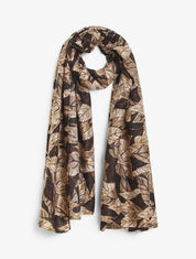 Foulard à imprimé feuilles automnales irisées - Noir - 4