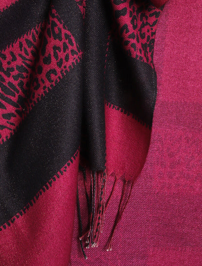 Echarpe irisée motif léopard fantaisie - Fuchsia - 3