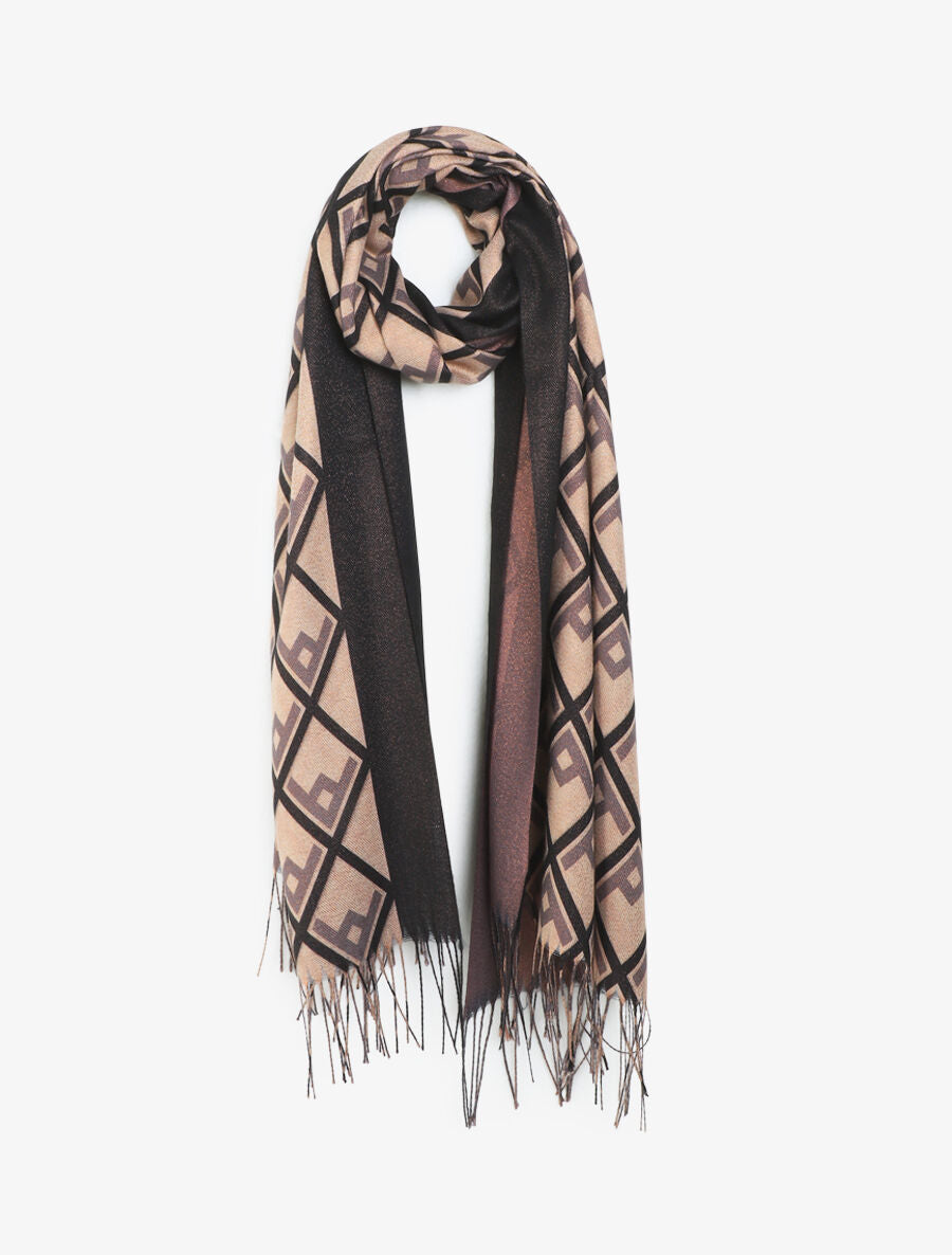 Echarpe irisée motifs géométriques - Noir - 1