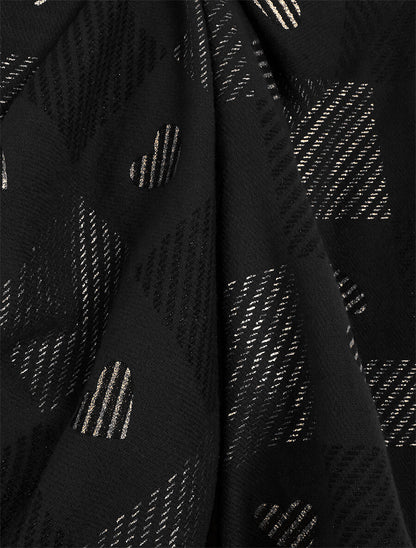 Echarpe à carreaux et motif coeur - Noir - 3