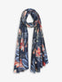 Foulard à imprimé feuilles irisées - Bleu marine - 1
