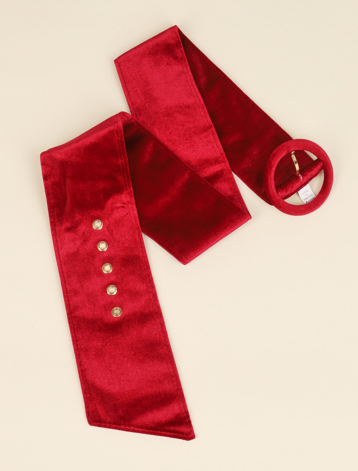 Ceinture en velours à boucle ronde - Bordeaux - 2