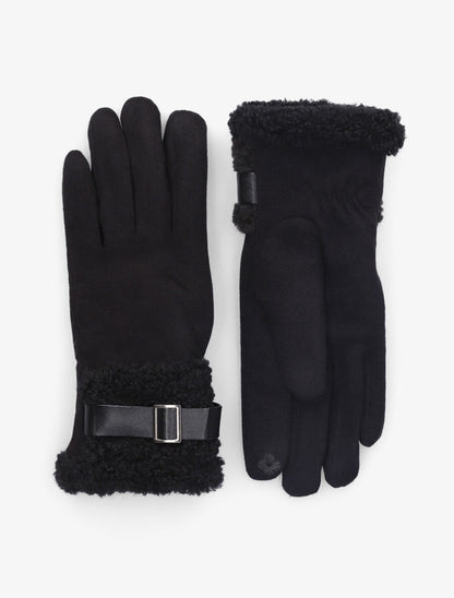 Gants fourrés en suédine - Noir - 2