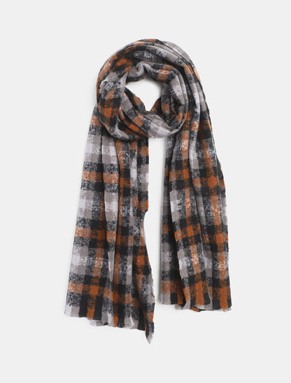 Echarpe à imprimé tartan irisé - Noir - 4