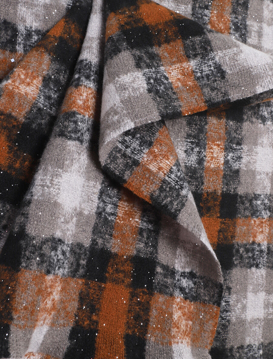 Echarpe à imprimé tartan irisé - Noir - 3