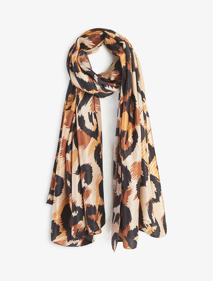 Foulard à imprimé léopard stylisé - Camel - 1