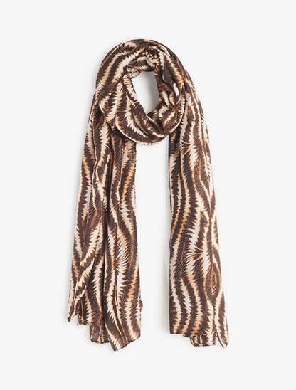 Foulard à imprimé vagues fondus irisées - Camel - 1