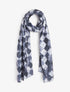Foulard imprimé graphique et bords effilochés - Noir - 1