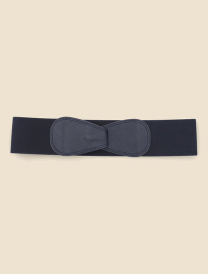 Ceinture en simili et tissu - Marine - 2