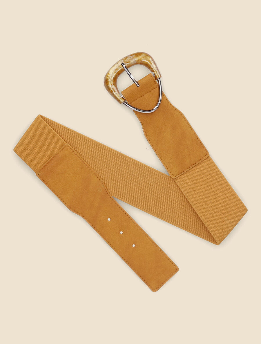 Ceinture à boucle nacrée - Moutarde - 1