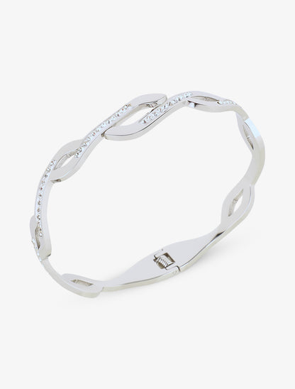 Jonc style vague à strass - Argent - 2