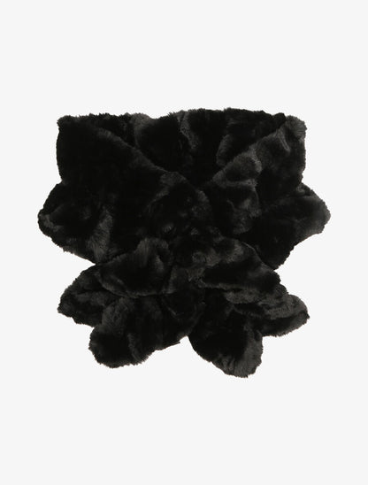 Echarpe torsadée en fausse fourrure - Noir - 1