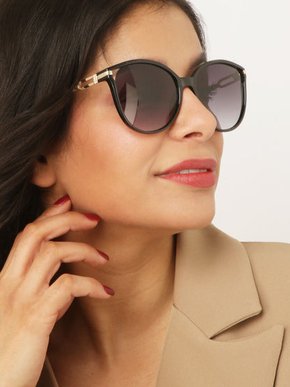 Lunettes cat eye branches métalliques - Noir - 1