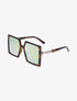 Lunettes carrées oversize à détail métallique - Léopard/rose - 1
