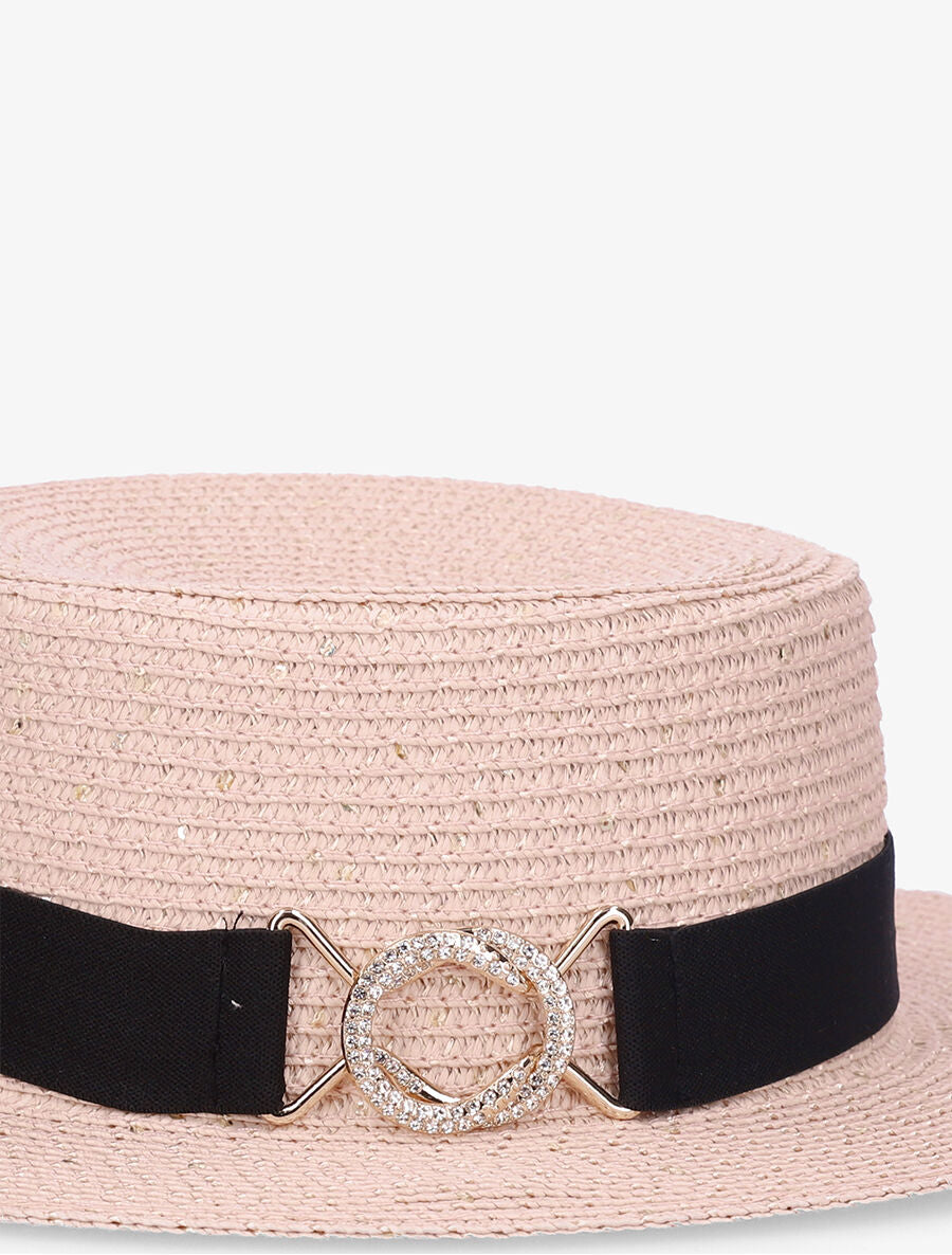 Canotier à sequins et galon bijou - Rose pâle - 3