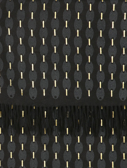 Echarpe à imprimé ovale irisé et franges - Noir - 2
