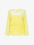 Blouse à décolleté dentelle et avant gaufré - jaune fluo - 1