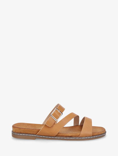Nu-pieds en simili à boucle - Camel - 1
