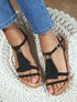Nu-pieds à franges à empiècement métal - Noir - 1
