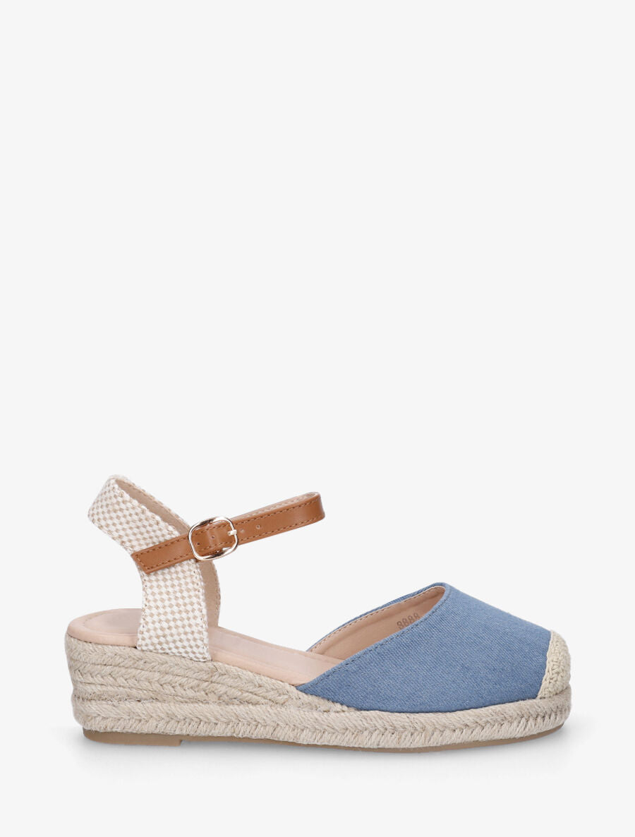Sandales unies à contrefort à motif damier - Bleu - 1