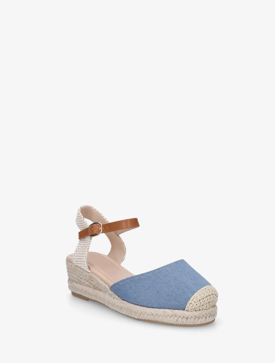 Sandales unies à contrefort à motif damier - Bleu - 2
