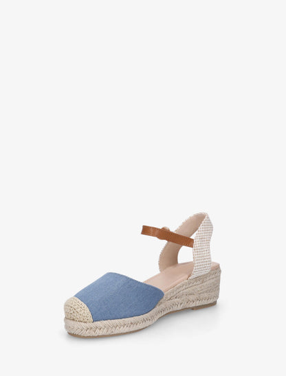 Sandales unies à contrefort à motif damier - Bleu - 3