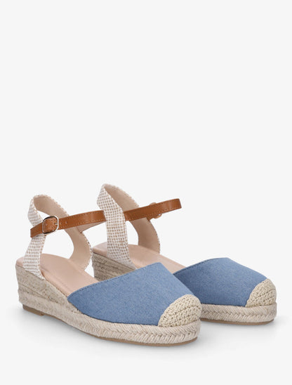 Sandales unies à contrefort à motif damier - Bleu - 4