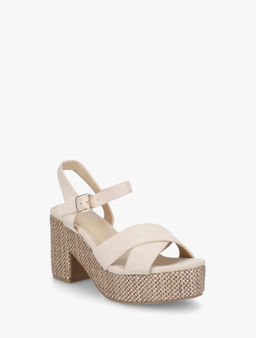 Sandales en suédine à plateforme - Beige - 2