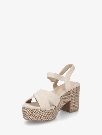 Sandales en suédine à plateforme - Beige - 3