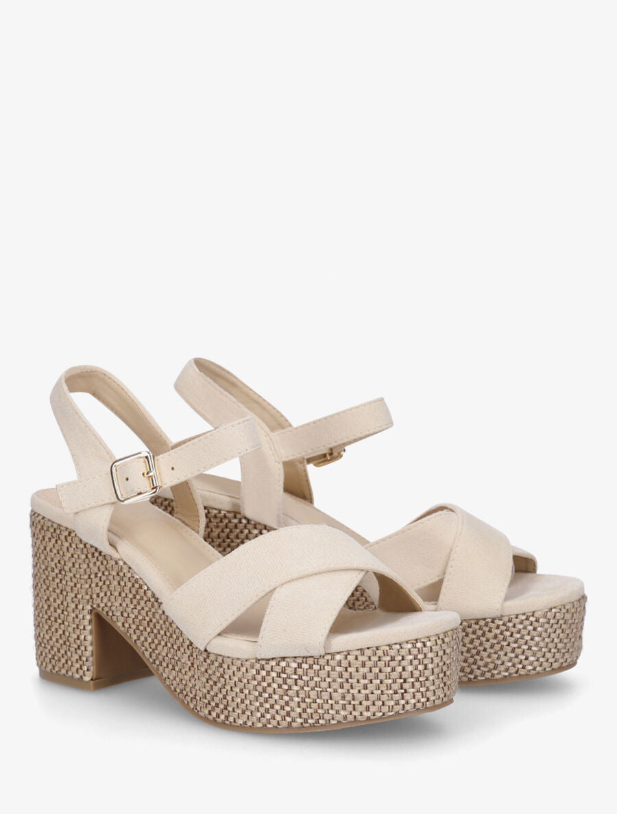 Sandales en suédine à plateforme - Beige - 4