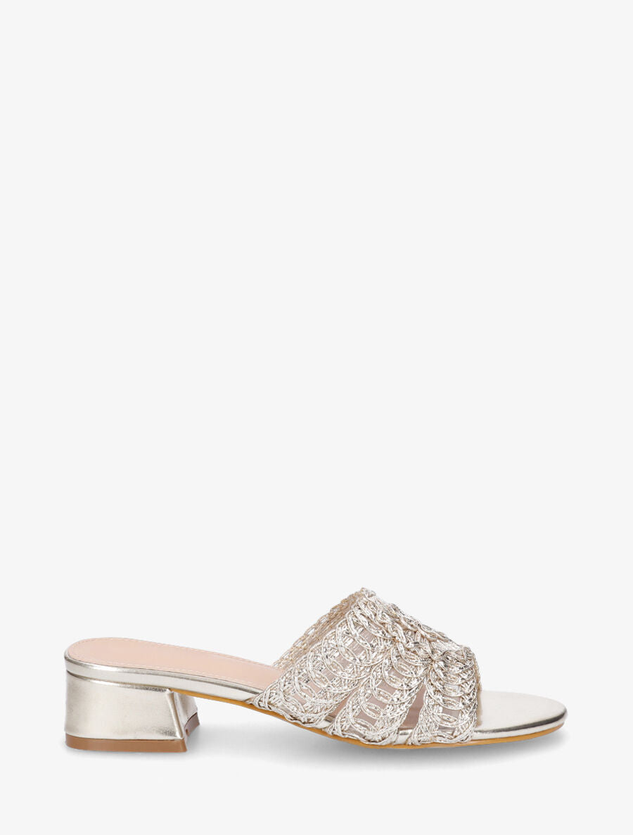 Mules style macramé en simili - Or - 1