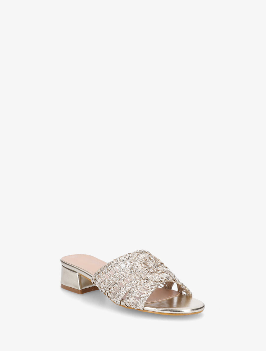 Mules style macramé en simili - Or - 2