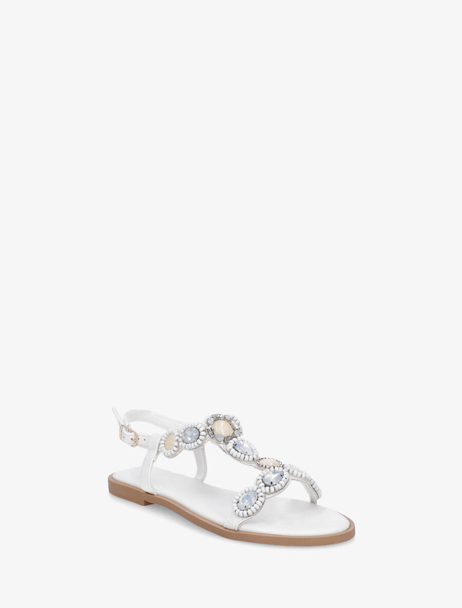 Nu-pieds à perles et pierres - Blanc - 2