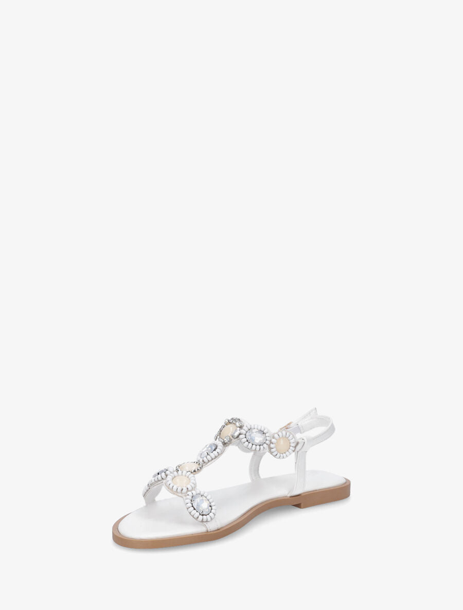 Nu-pieds à perles et pierres - Blanc - 3