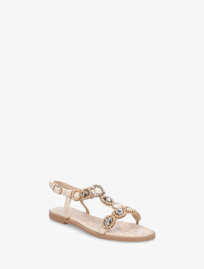 Nu-pieds à perles et pierres - Beige - 2