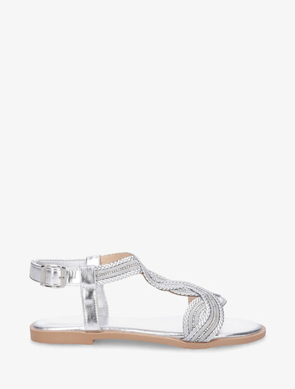 Nu-pieds torsadés à strass - Argent - 5