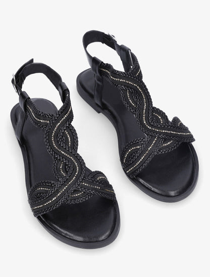 Nu-pieds torsadés à strass - Noir - 4